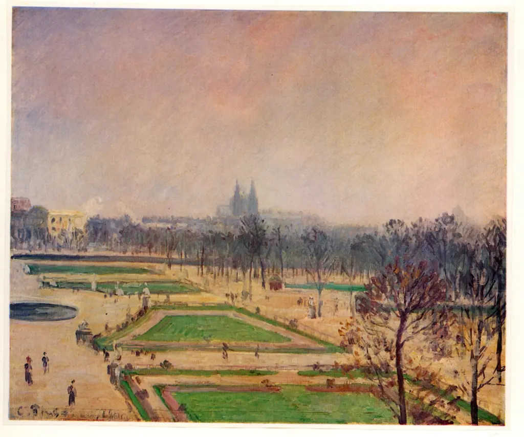 Anonimo , Pissarro, Camille - sec. XX - Le bassin des Tuileries, brume , fronte