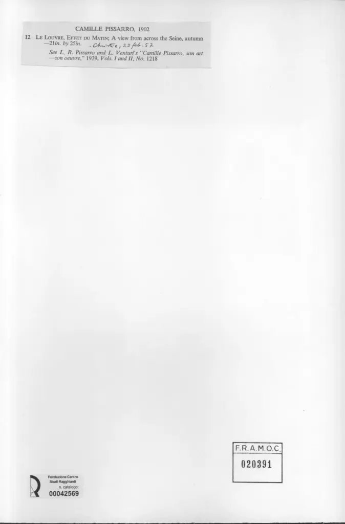 Anonimo , Pissarro, Camille - sec. XX - Le Louvre, Effet du matin , retro