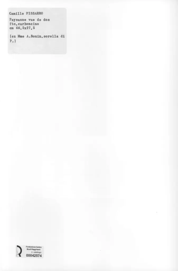 Anonimo , Pissarro, Camille - sec. XIX - Paysanne vue de dos , retro