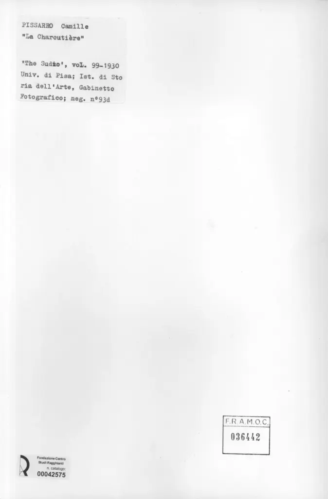 Anonimo , Pissarro, Camille - sec. XIX - La Charcuti&egrave;re , retro