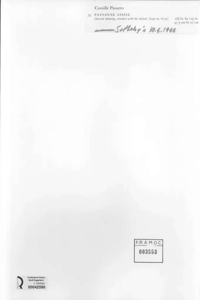 Anonimo , Pissarro, Camille - sec. XIX - Paysanne assise , retro