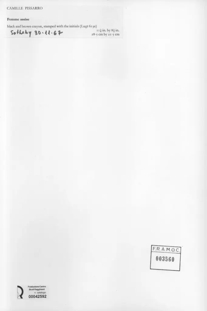 Anonimo , Pissarro, Camille - sec. XIX - Femme assise , retro