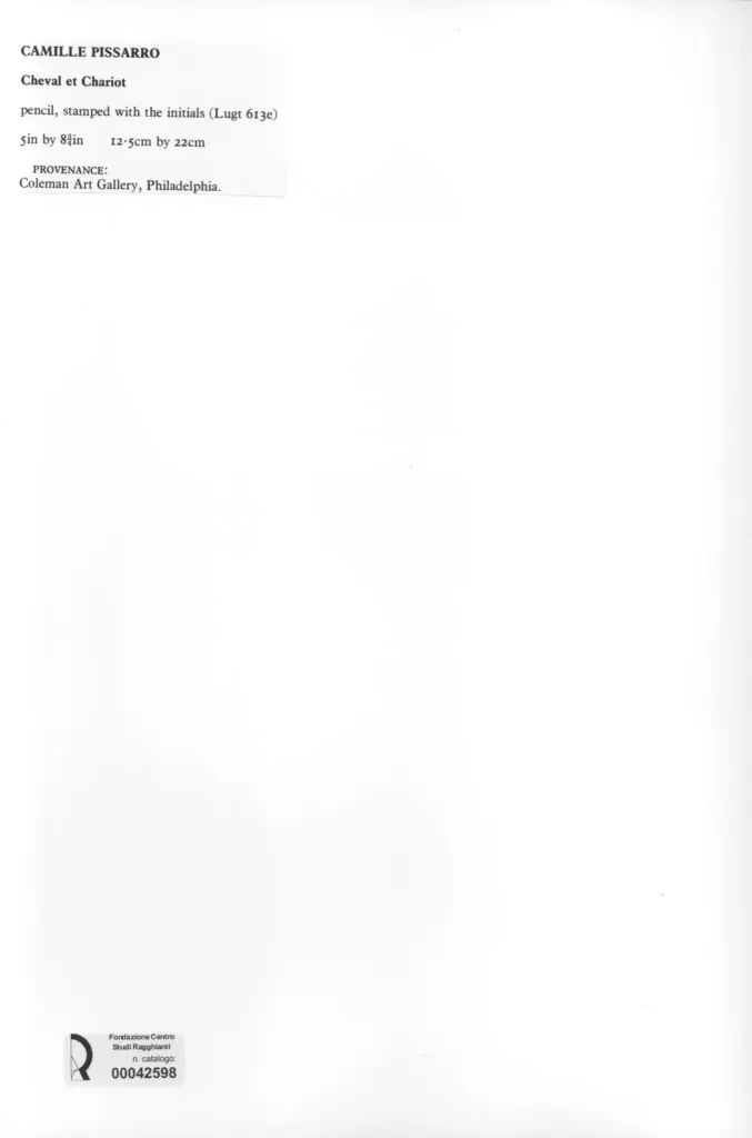 Anonimo , Pissarro, Camille - sec. XIX - Cheval et chariot , retro