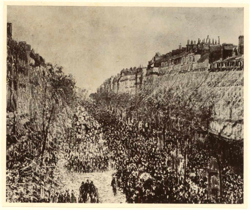 Anonimo , Pissarro, Camille - sec. XX - Der Boulevard Montmartre (Mardi gras) , fronte