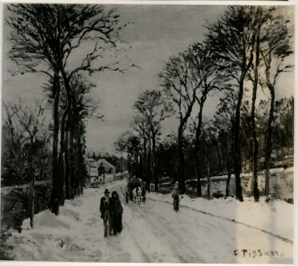 Anonimo , Pissarro, Camille - sec. XIX - The road at Louveciennes in snow , fronte
