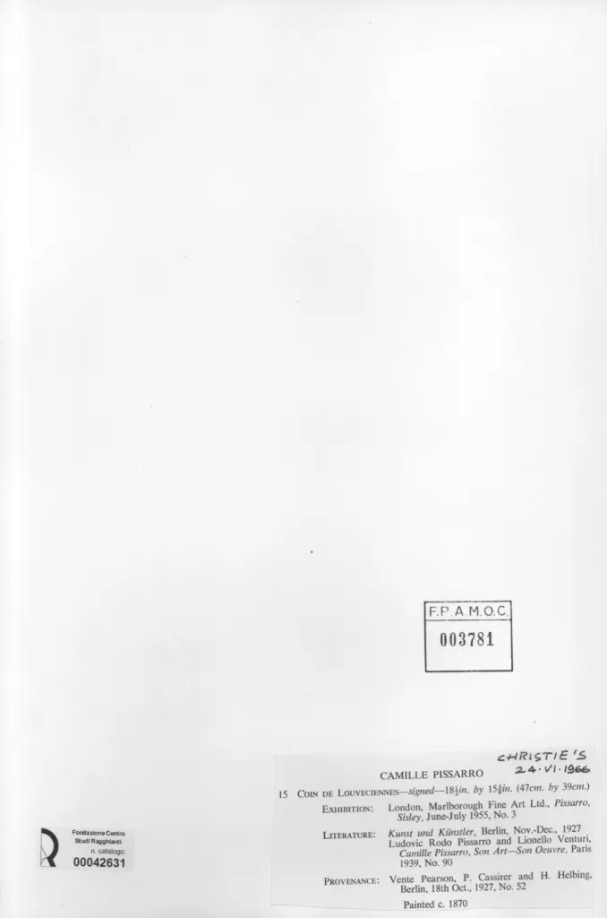 Anonimo , Pissarro, Camille - sec. XIX - Coin de Louveciennes , retro