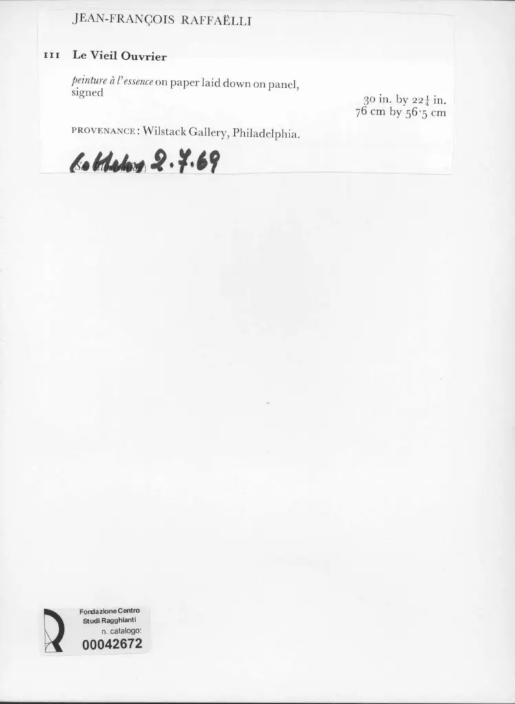 Anonimo , Raffaelli, Jaen Francois - sec. XIX - La Vieil Ouvrier , retro