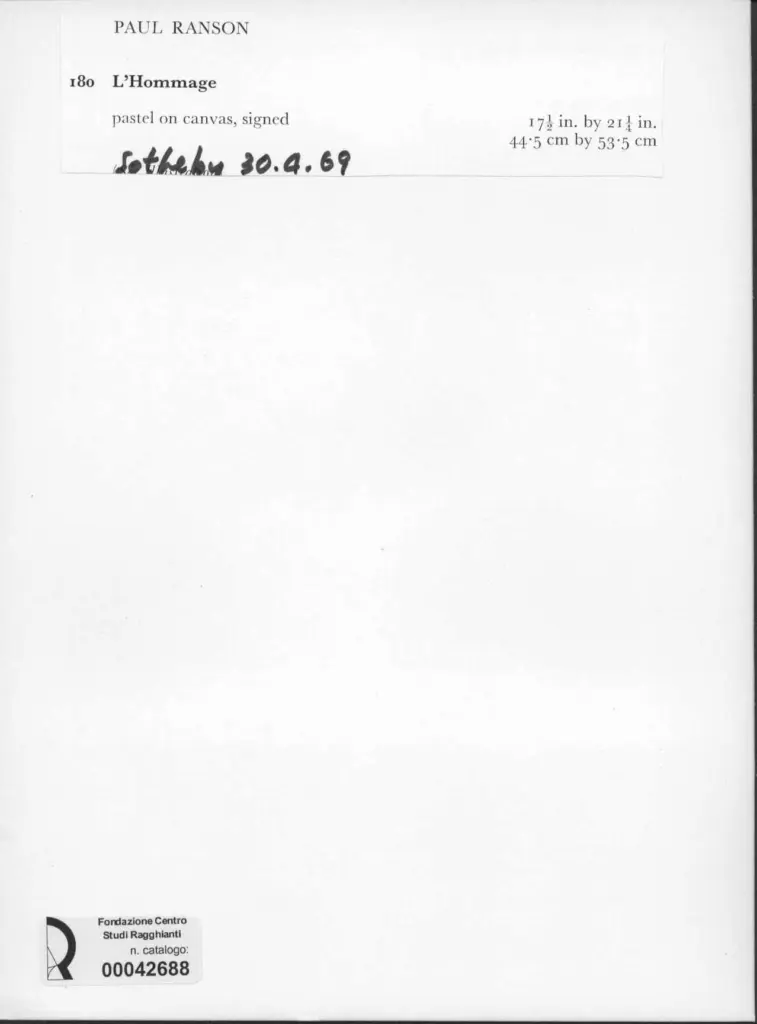 Anonimo , Ranson, Paul - sec. XIX - L'Hommage , retro