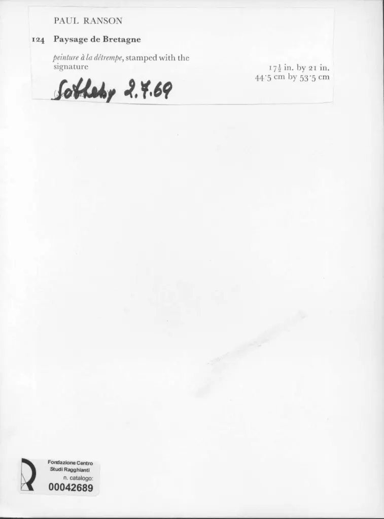 Anonimo , Ranson, Paul - sec. XIX - Paysage de Bratagne , retro