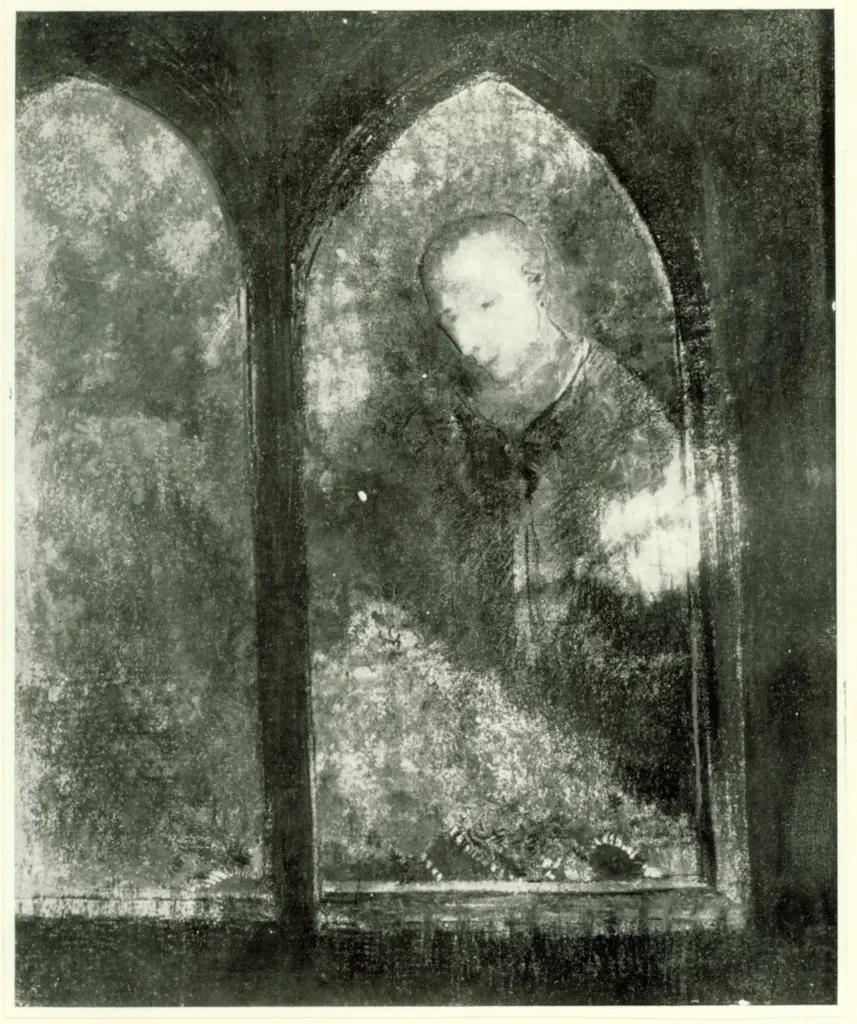 Anonimo , Redon, Odilon - sec. XIX - Personnage a la fenetre et fleurs , fronte