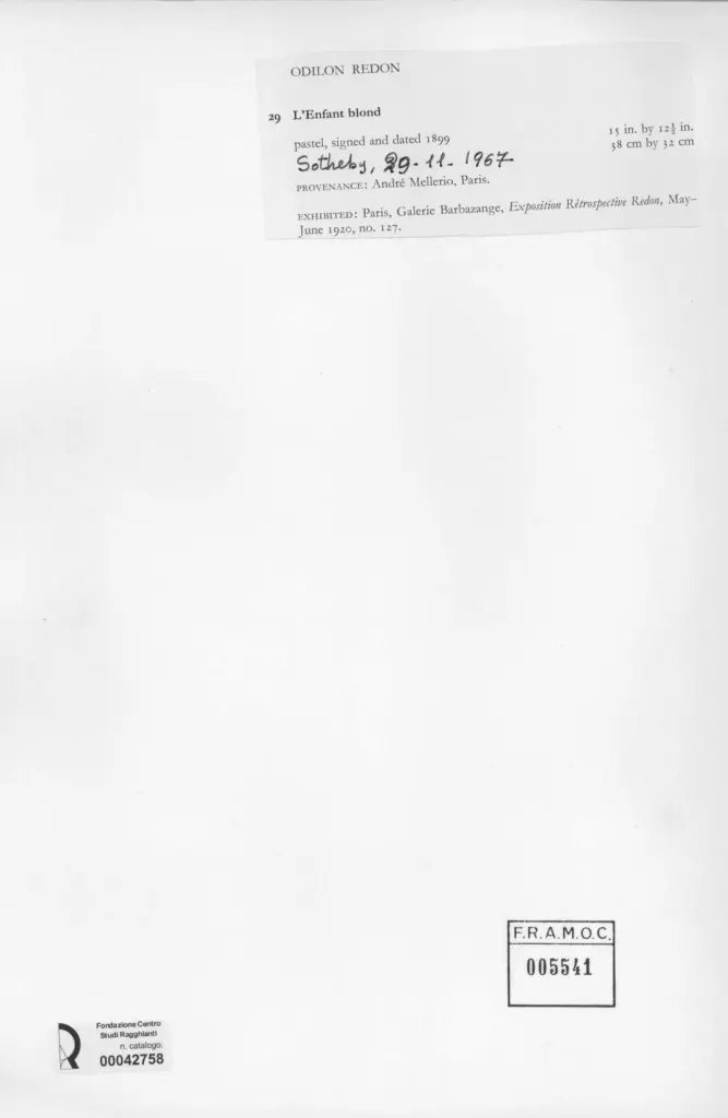 Anonimo , Redon, Odilon - sec. XIX - L'Enfant Blond , retro