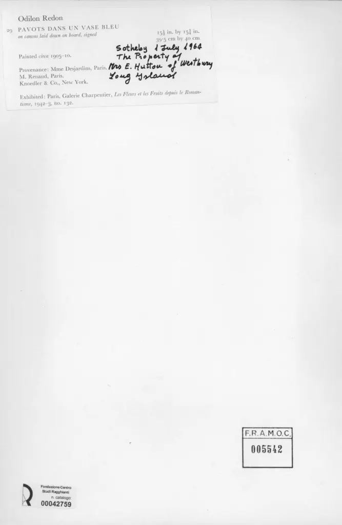 Anonimo , Redon, Odilon - sec. XX - Pavots dans un vase bleu , retro
