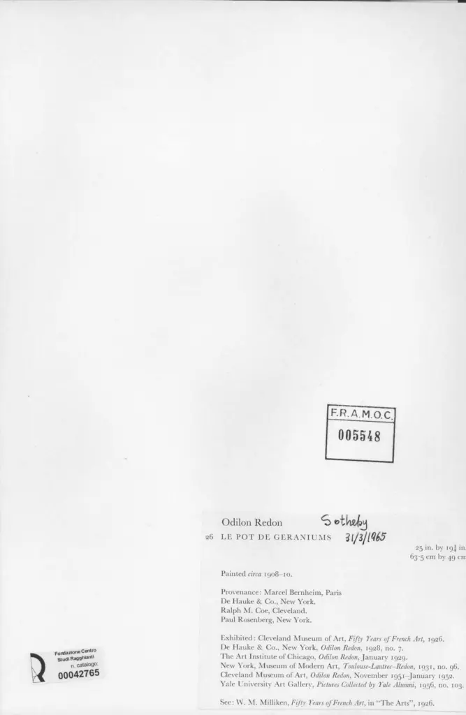 Anonimo , Redon, Odilon - sec. XX , retro