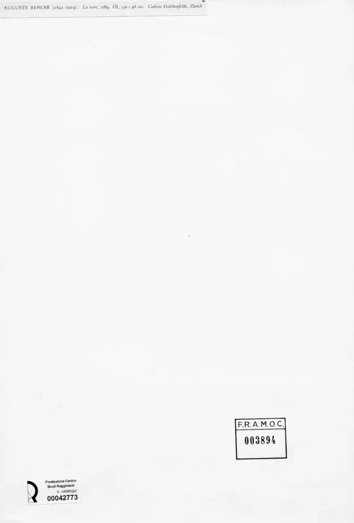 Anonimo , Renoir, Pierre Auguste - sec. XIX - La serra , retro
