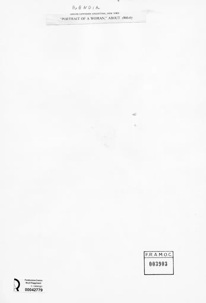 Anonimo , Renoir, Pierre Auguste - sec. XIX - Ritratto di donna , retro