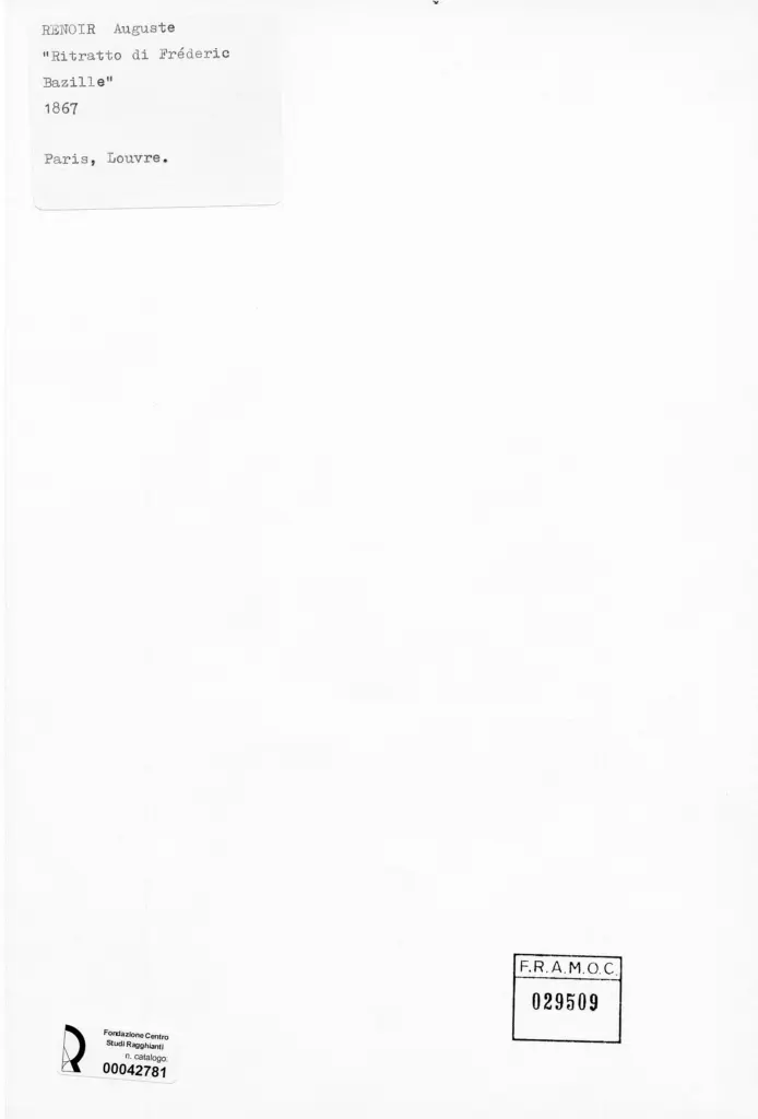 Anonimo , Renoir, Pierre Auguste - sec. XIX - Ritratto di Fr&eacute;deric Bazille , retro