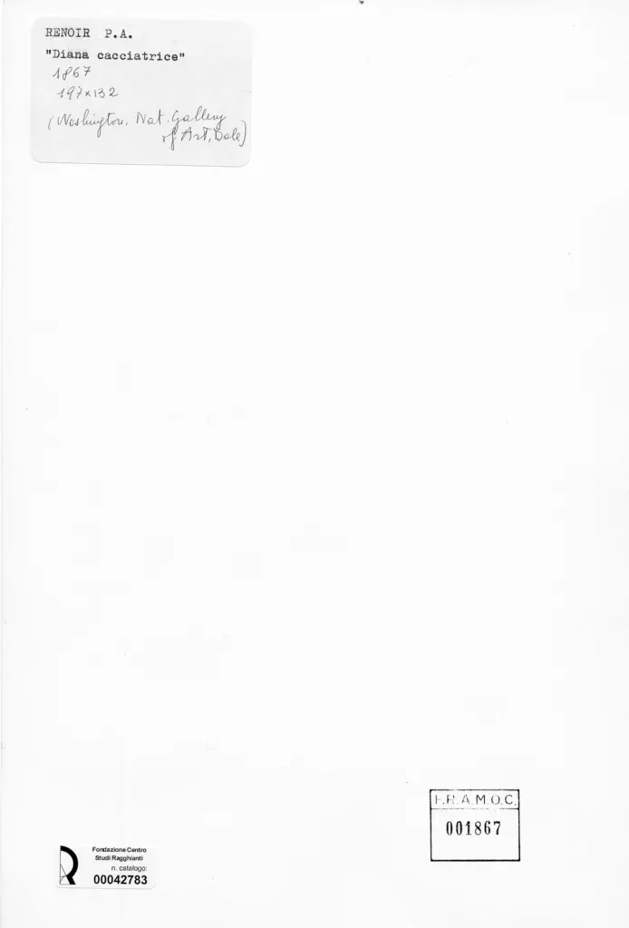 Anonimo , Renoir, Pierre Auguste - sec. XIX - Diana cacciatrice , retro