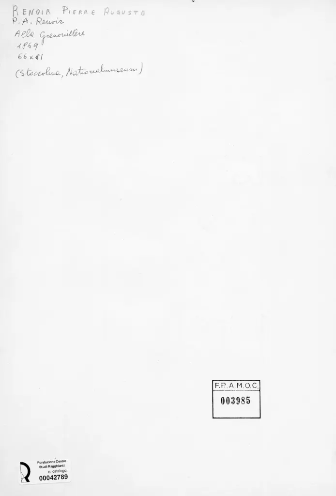 Anonimo , Renoir, Pierre Auguste - sec. XIX - Alla Grenouill&egrave;re , retro