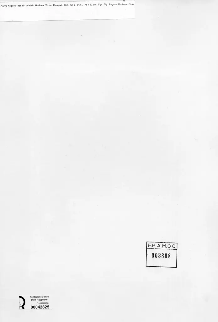 Anonimo , Renoir, Pierre Auguste - sec. XIX - Ritratto di Madame Victor Choquet , retro