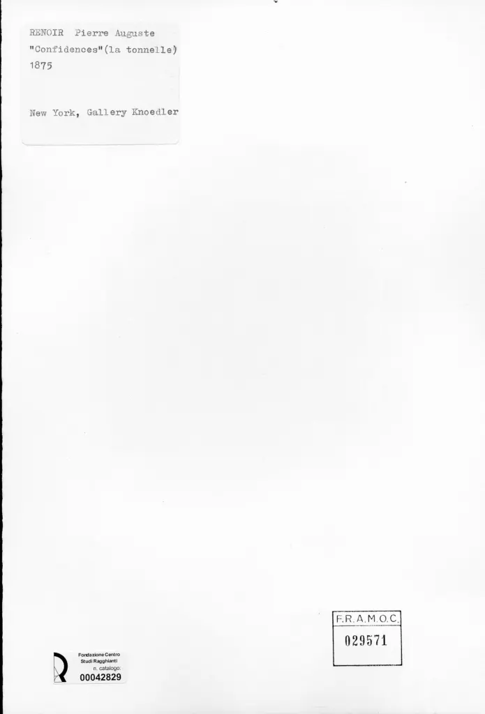 Anonimo , Renoir, Pierre Auguste - sec. XIX - Confidences (la tonnelle) , retro