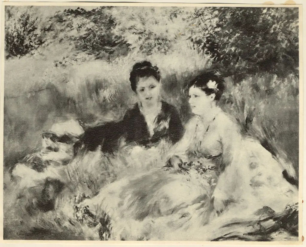 Anonimo , Renoir, Pierre Auguste - sec. XIX - Sull'erba - Due donne in giardino , fronte