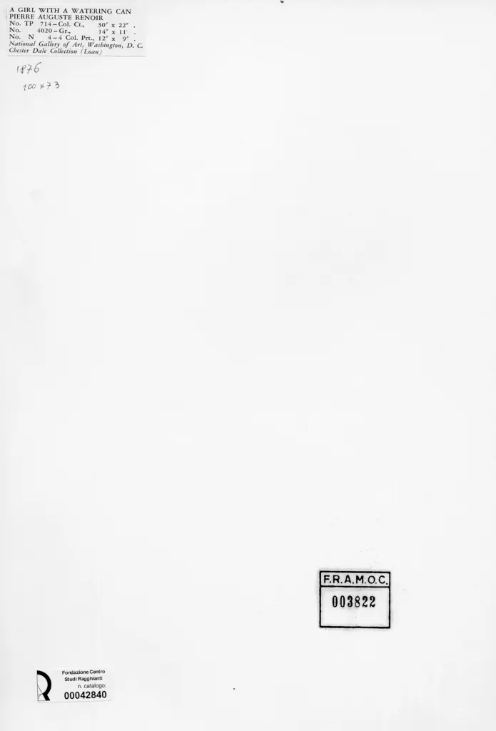 Anonimo , Renoir, Pierre Auguste - sec. XIX - Bambina con annaffiatoio , retro
