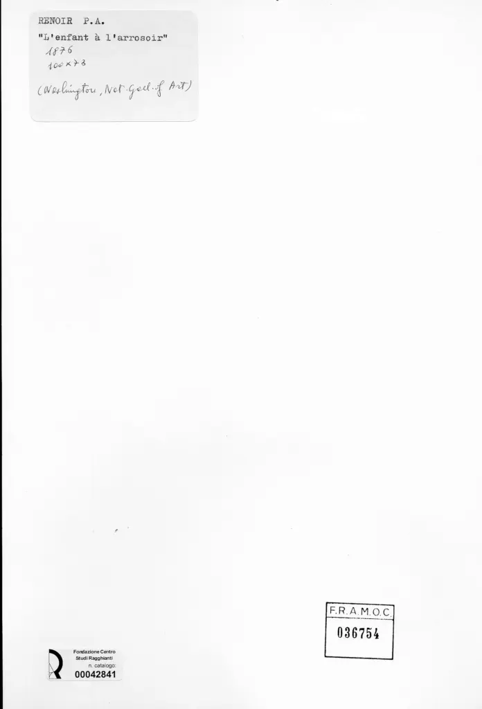 Anonimo , Renoir, Pierre Auguste - sec. XIX - Bambina con annaffiatoio , retro