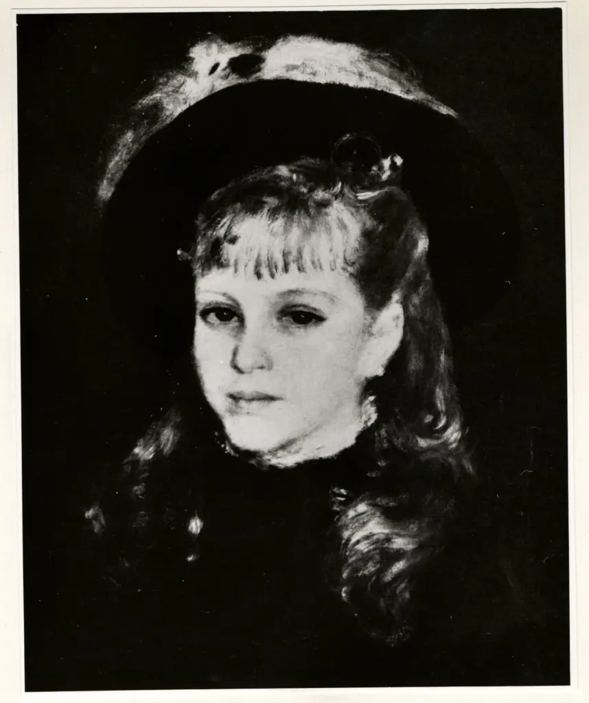 Anonimo , Renoir, Pierre Auguste - sec. XIX - Giovanetta con cappello dalla piuma rosa , fronte