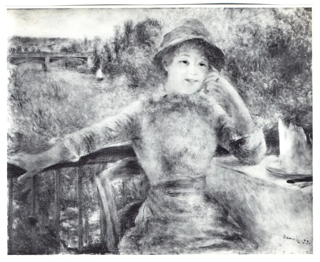 Anonimo , Renoir, Pierre Auguste - sec. XIX - Donna seduta all'aperto (Alla Grenouillère) , fronte