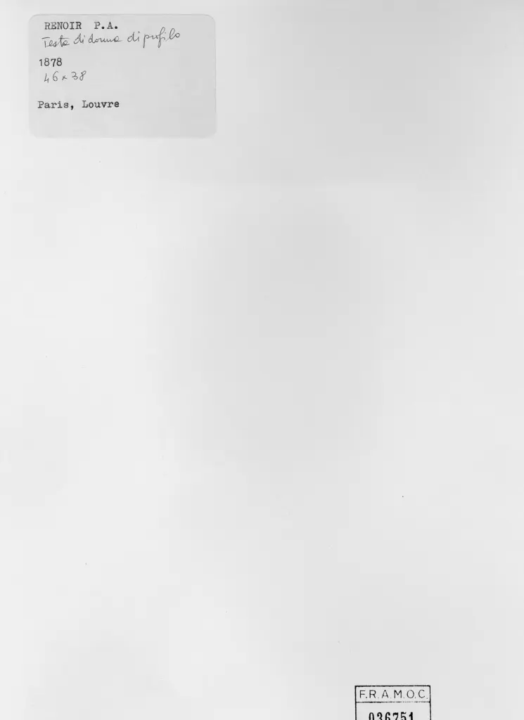 Anonimo , Renoir, Pierre Auguste - sec. XIX - Testa di donna di profilo , retro