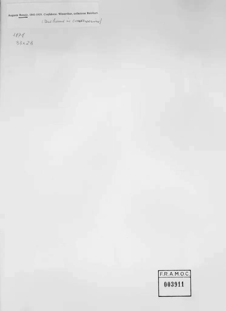 Anonimo , Renoir, Pierre Auguste - sec. XIX - Confidenze , retro