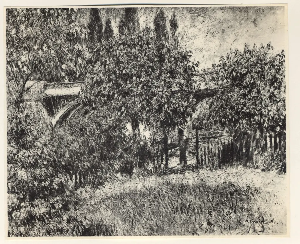 Anonimo , Renoir, Pierre Auguste - sec. XIX - Il ponte ferroviario a Chatou , fronte