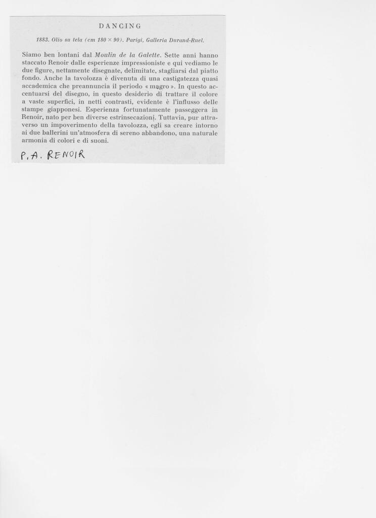 Anonimo , Renoir, Pierre Auguste - sec. XIX - Dancing , retro