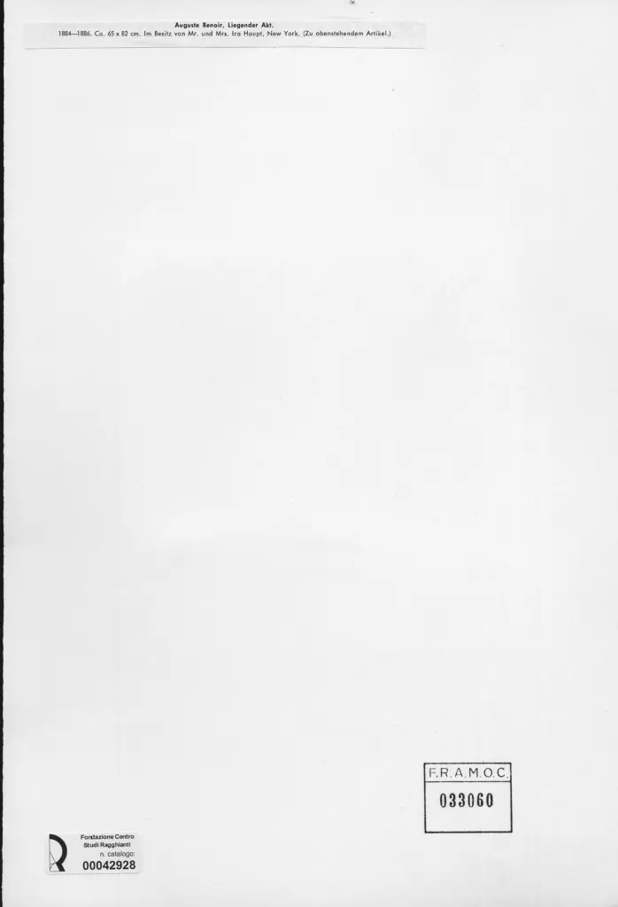 Anonimo , Renoir, Pierre Auguste - sec. XIX - Liegender Akt , retro