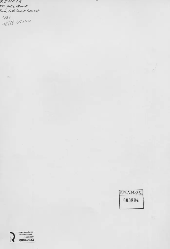 Anonimo , Renoir, Pierre Auguste - sec. XIX - Mlle Julie Manet (Bambina con gatto) , retro