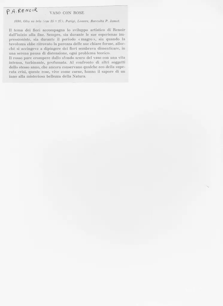 Anonimo , Renoir, Pierre Auguste - sec. XIX - Vaso con rose , retro