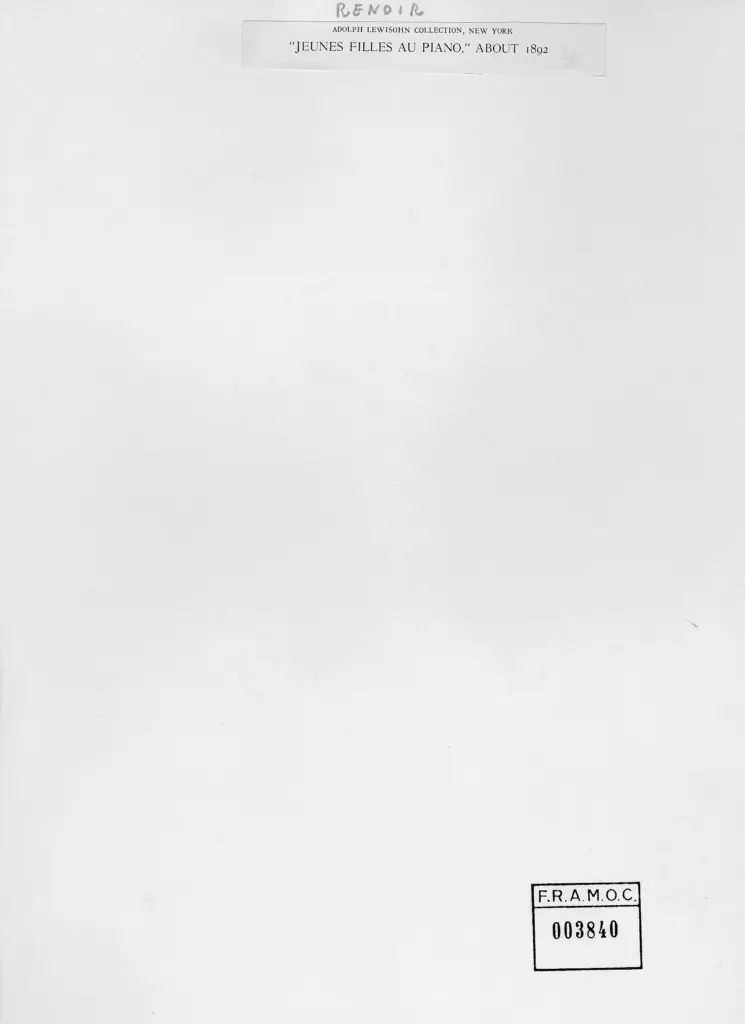Anonimo , Renoir, Pierre Auguste - sec. XIX - Giovani donne al piano , retro