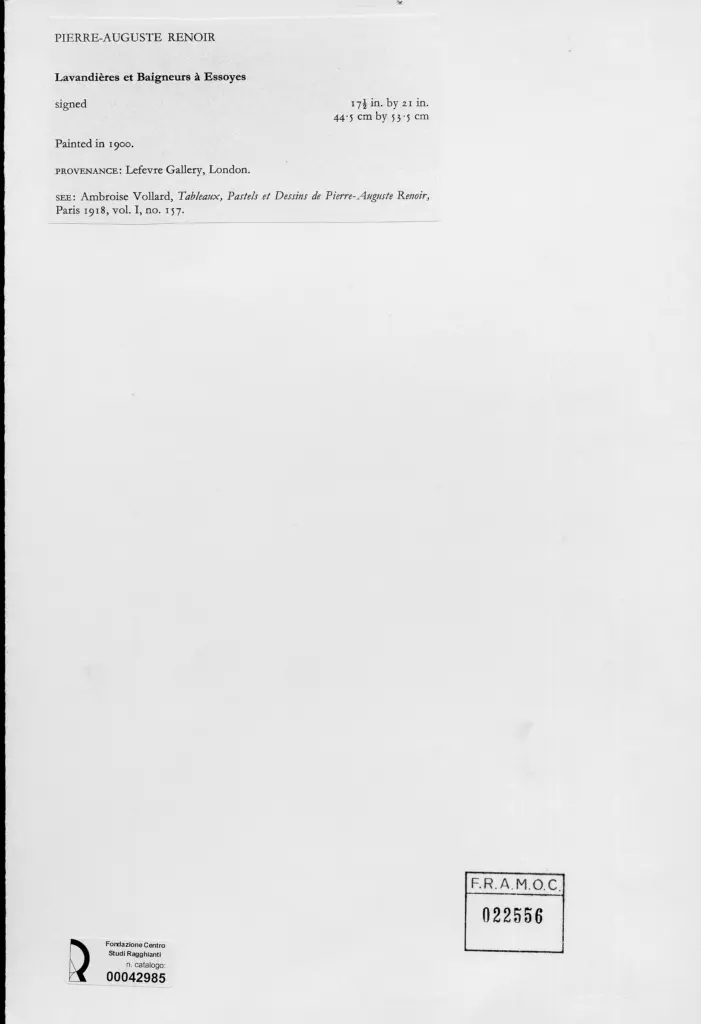 Anonimo , Renoir, Pierre Auguste - sec. XX , retro