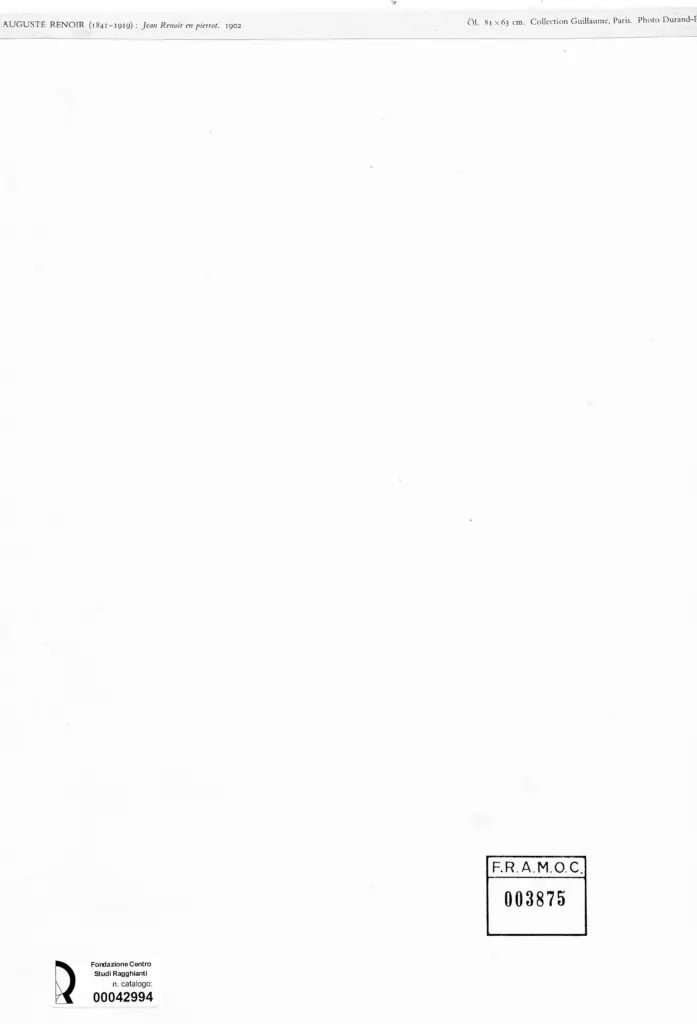 Durand-Ruel , Renoir, Pierre Auguste - sec. XX - Jean Renoir in Pierrot , retro