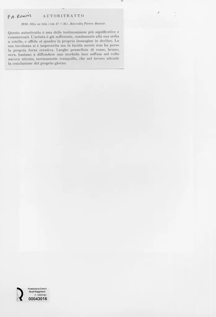 Anonimo , Renoir, Pierre Auguste - sec. XX - Autoritratto , retro