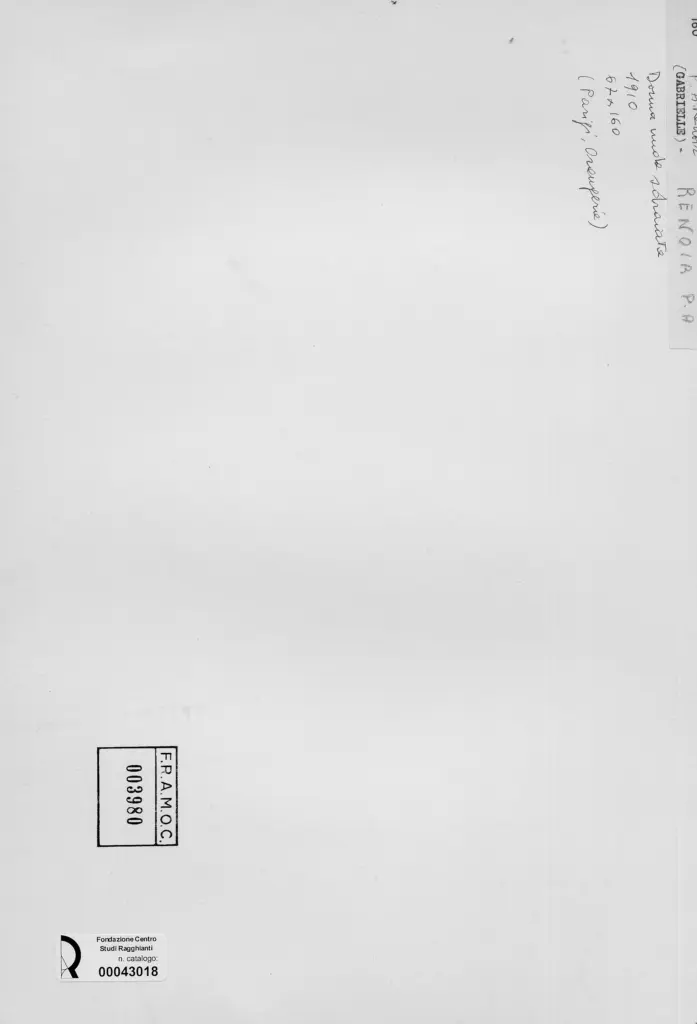 Anonimo , Renoir, Pierre Auguste - sec. XX - Donna nuda sdraiata (Gabrielle) , retro