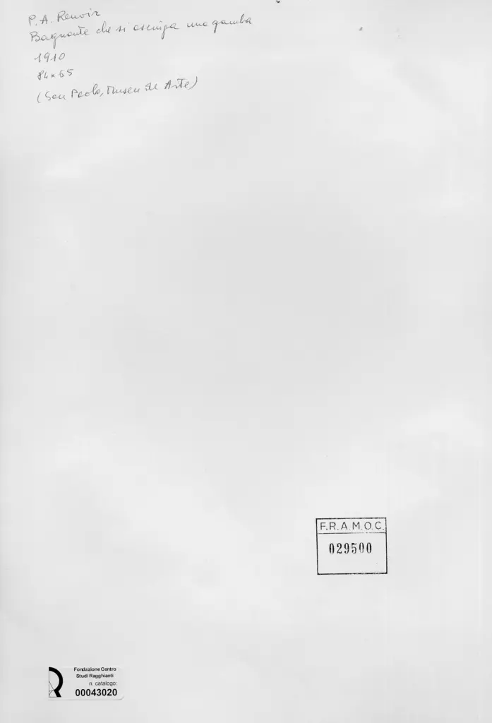 Anonimo , Renoir, Pierre Auguste - sec. XX - Donna che si asciuga le gambe , retro