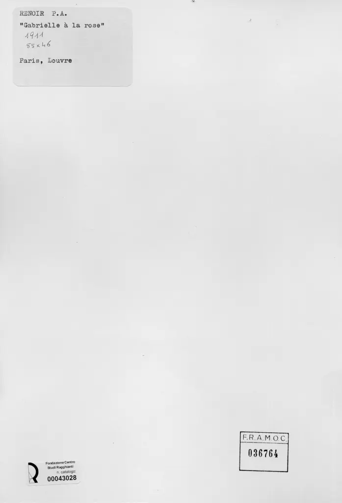 Anonimo , Renoir, Pierre Auguste - sec. XX - Gabrielle con la rosa , retro