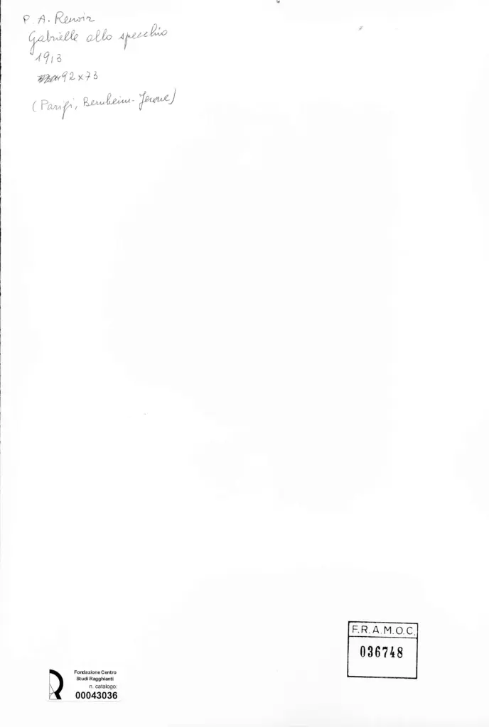 Anonimo , Renoir, Pierre Auguste - sec. XX - Gabrielle allo specchio , retro