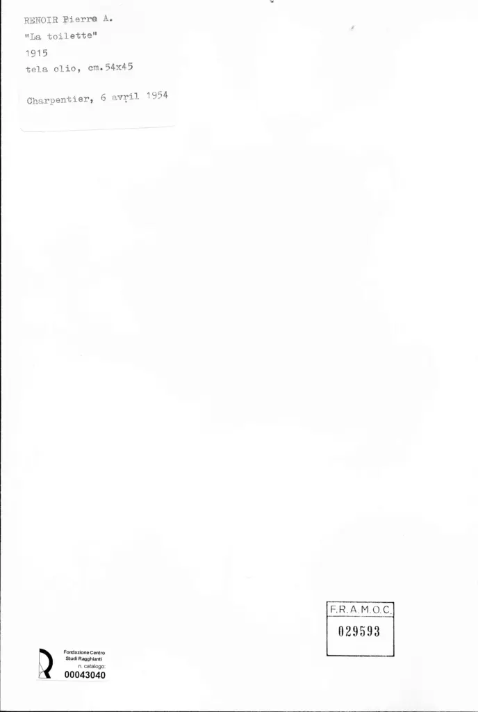 Anonimo , Renoir, Pierre Auguste - sec. XX - La toilette , retro