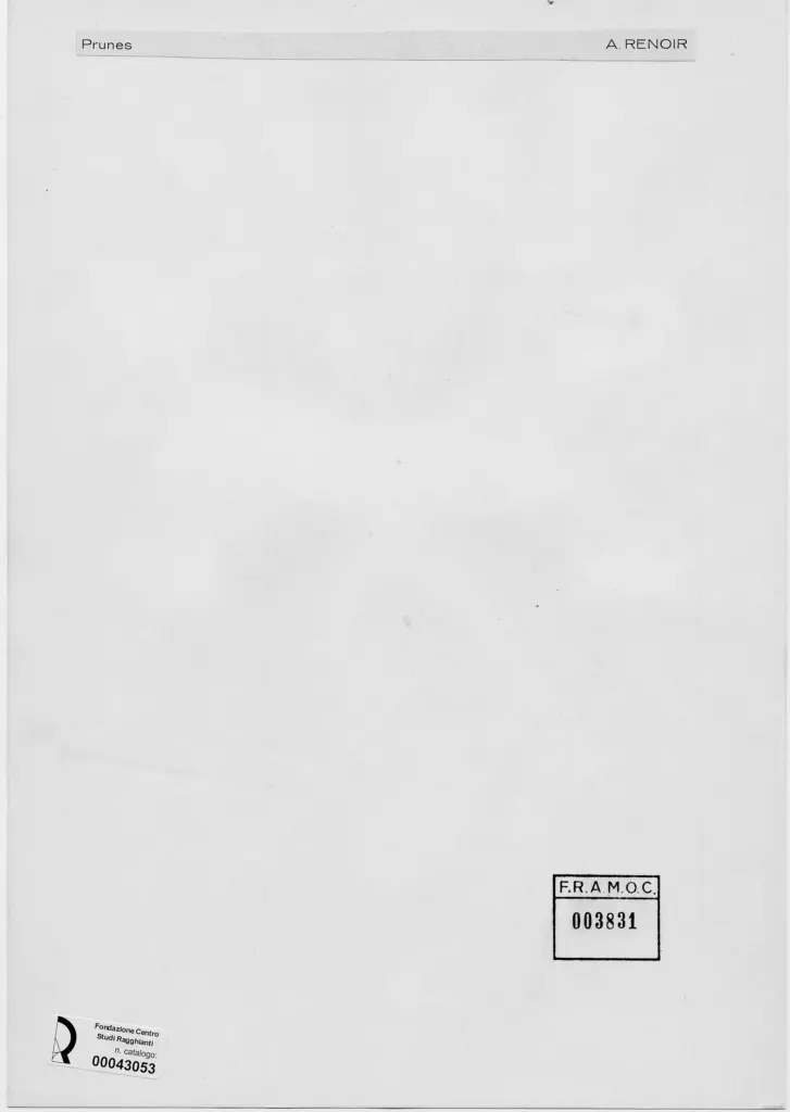 Anonimo , Renoir, Pierre Auguste - sec. XIX - Prugne , retro