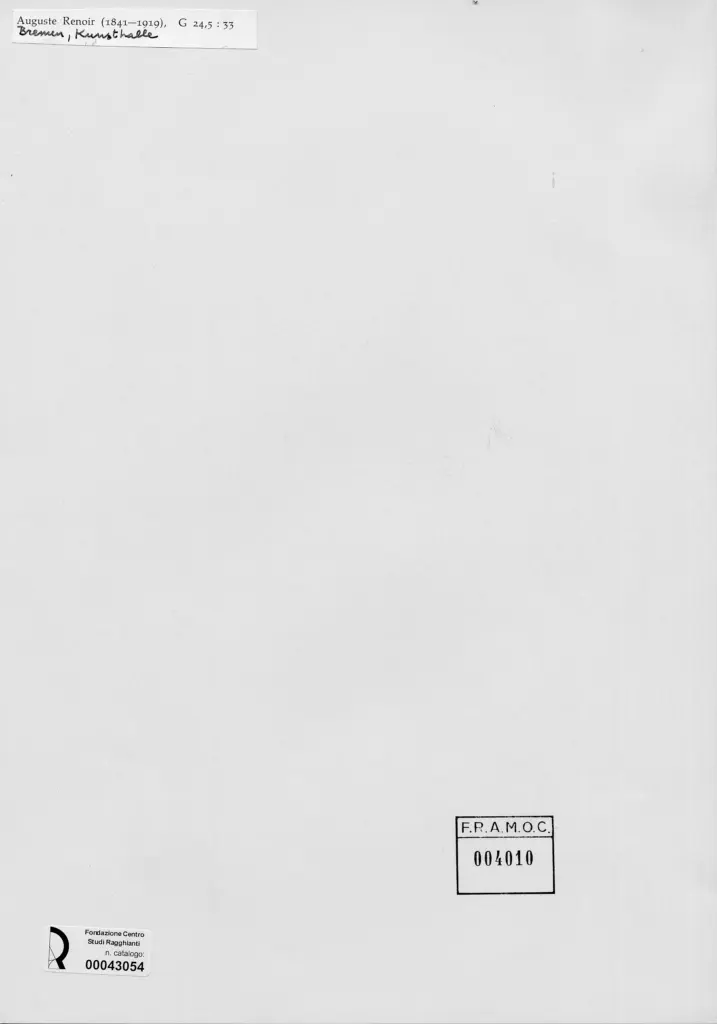 Anonimo , Renoir, Pierre Auguste - sec. XIX - Natura morta con frutta , retro