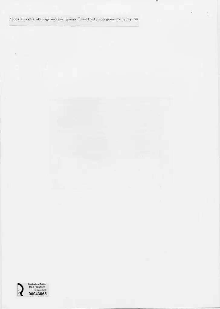 Anonimo , Renoir, Pierre Auguste - sec. XIX - Paesaggio con due figure , retro