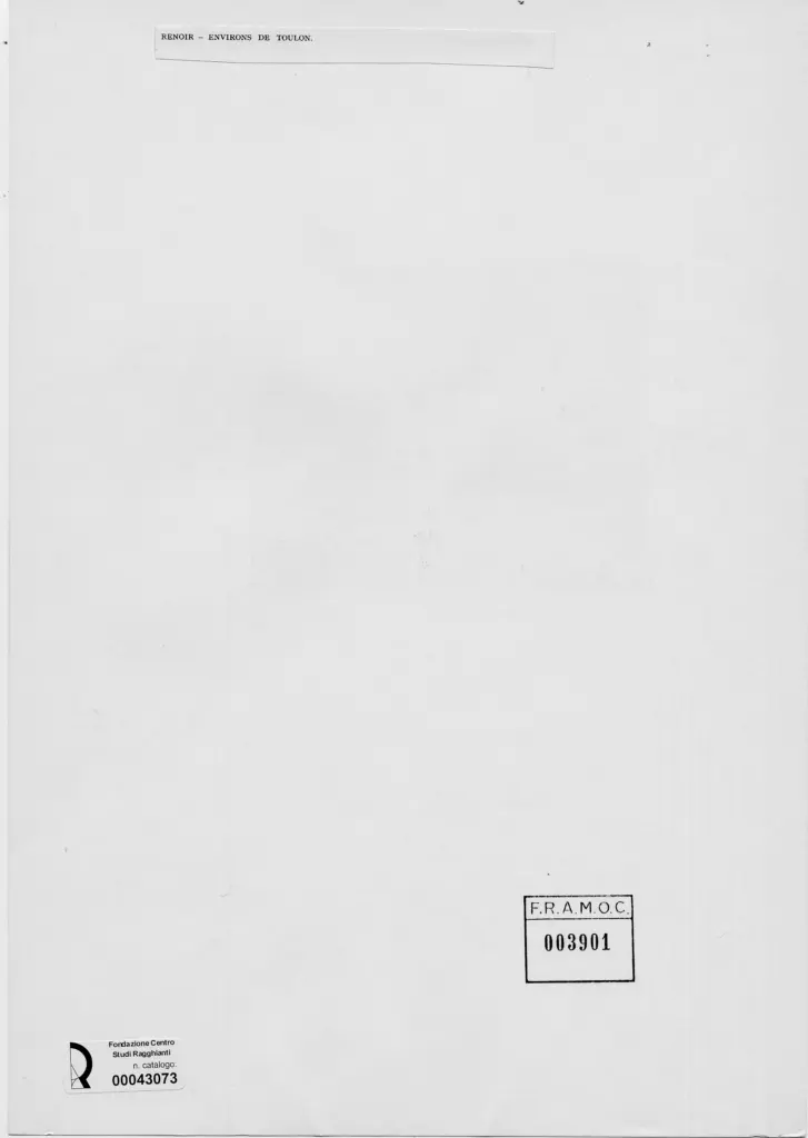 Anonimo , Renoir, Pierre Auguste - sec. XIX - Dintorni di Toulon , retro