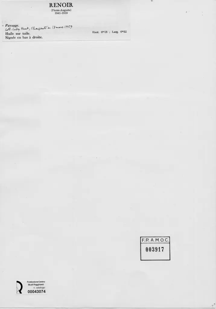 Anonimo , Renoir, Pierre Auguste - sec. XIX - Paesaggio , retro